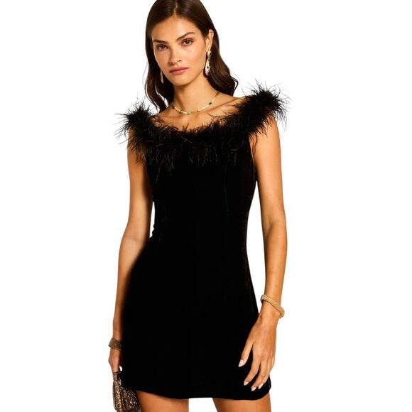 Velvet feather detailed minidress - Picture 3 of 5